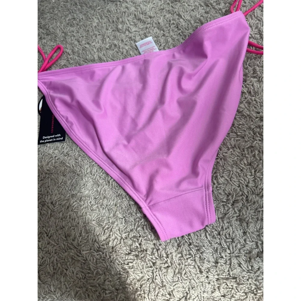 No Boundaries Womens XL 15-17  Lilac Bikini Swim Bottoms Pink Side Ties NEW